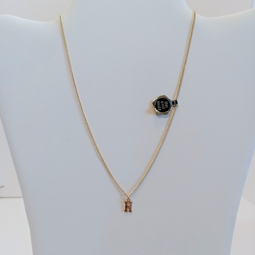 12k Gold Filled Initial H Necklace New 15" Dainty